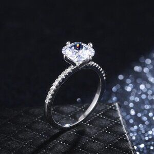 ❤ Beautiful Pure Zircon Thin Silver Romantic Wedding Rings for Women,MAR…